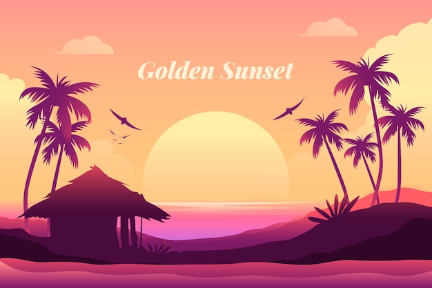 Gradient Tropical Sunset Background – Free Download