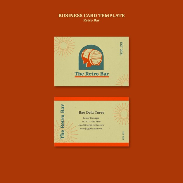 Retro Bar Business Card Design Template – Free Download