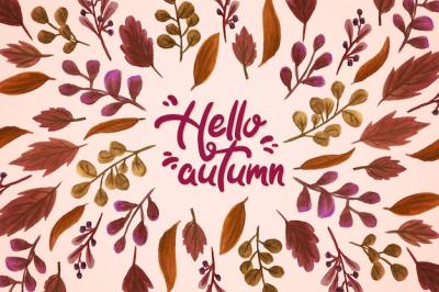 Watercolor Hello Autumn Lettering – Free Download, Download Free Stock Photo