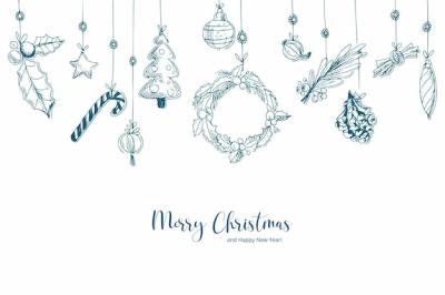 Hand Drawn Decorative Christmas Elements Sketch Set – Free Download