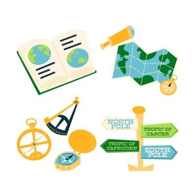 Retro Cartoon Geography Stickers Collection – Free Download