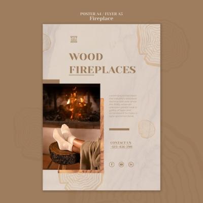 Flat Design Fireplace Template – Free Stock Photo for Download