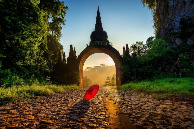 Gate of Khao Na Nai Luang Dharma Park at Sunrise in Surat Thani, Thailand – Free Stock Photo for Download