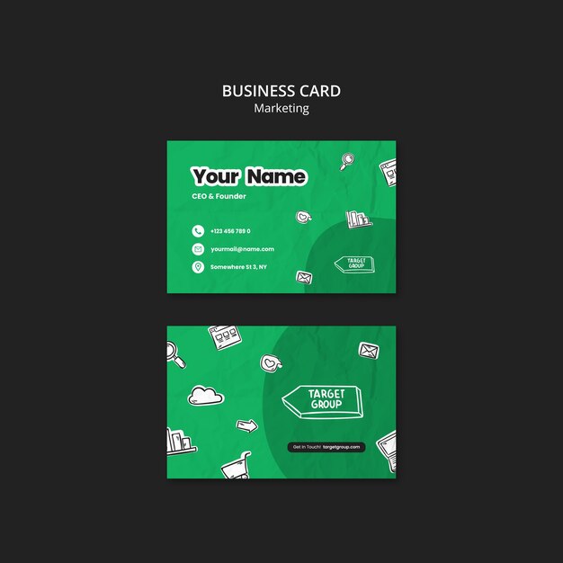 Hand Drawn Marketing Strategy Business Card – Free Download