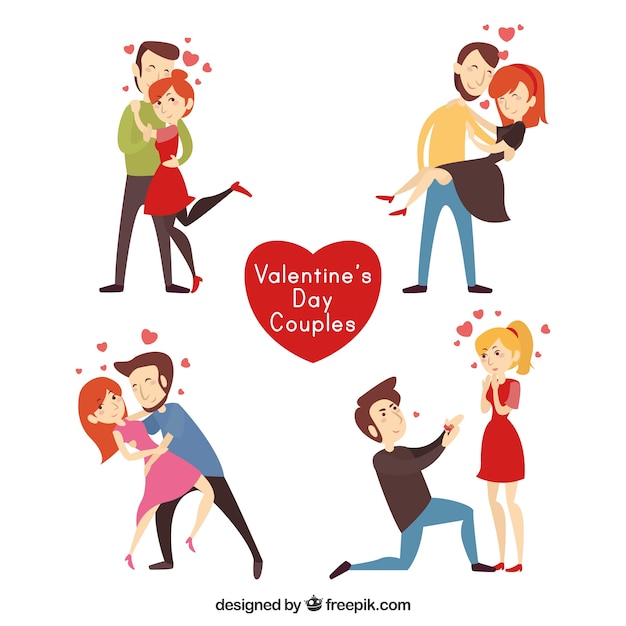 Flat Style Couple Collection for Valentine’s Day – Free Download