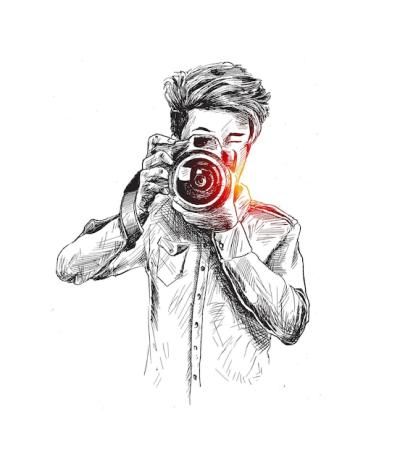 Male Photographer Hand Drawn Sketch Vector – Free Download