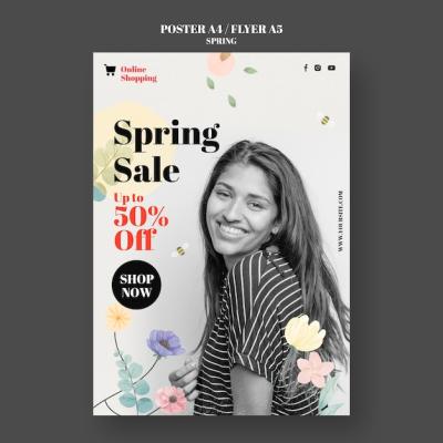 Floral Spring Sale Template Design – Free Download