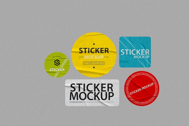 Wrinkled Sticker Mockup Collection – Free Download