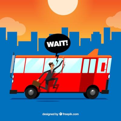 Dynamic Man Running Behind a Red Bus – Free Stock Photo for Download