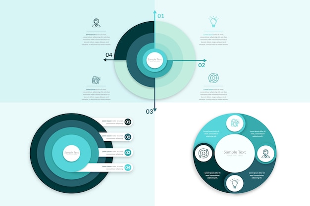 Gradient Radial Infographic Collection – Free Download