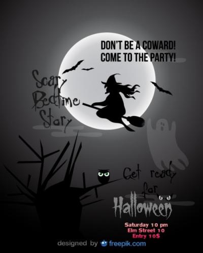 Flying Witch Halloween Party Template – Free Download