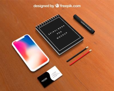 Calendar and Smartphone Mockup on Workspace – Free Download