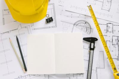 Helmet and Drafting Supplies on Blueprints – Free to Download