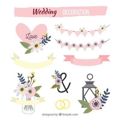 Hand Drawn Wedding Elements Collection – Free to Download