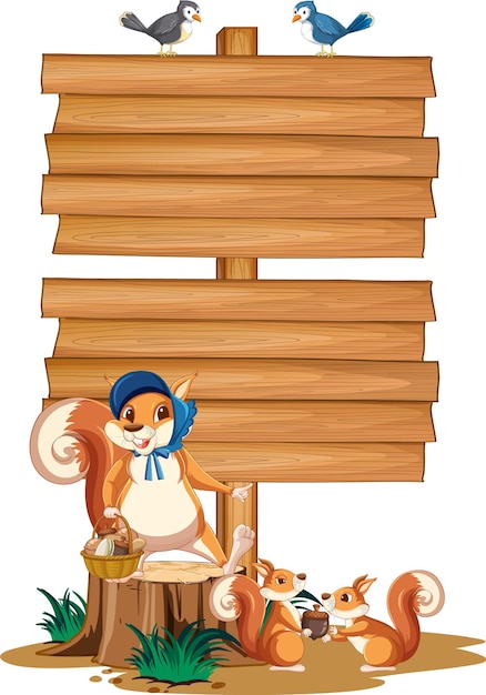 Squirrel with Wooden Sign Banner – Free Download