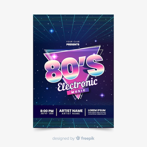 Retro Futuristic Music Poster Template – Free Download