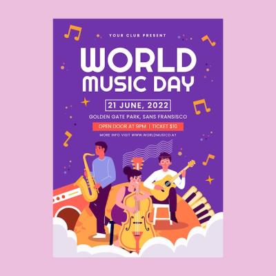 Hand Drawn World Music Day Poster – Free Download