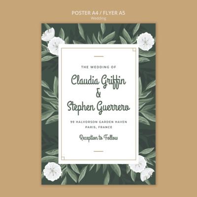 Elegant Floral Poster Template for Wedding – Free Download