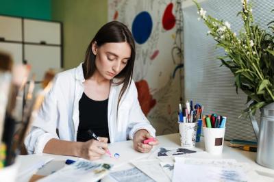 Young Pensive Painter Working at Home: Free Stock Photo for Download