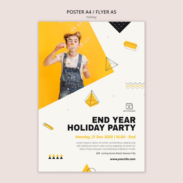 Holiday Party Poster Template – Free Download