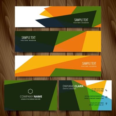 Abstract Colorful Banners and Business Cards – Free Download