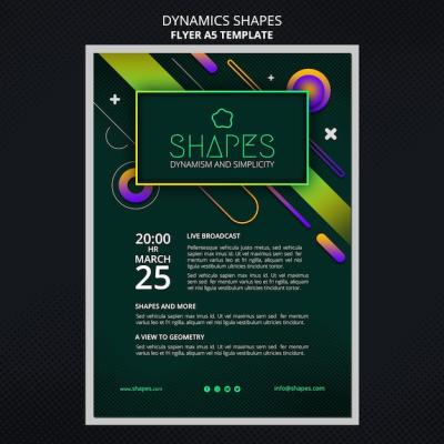 Dynamic Geometric Neon Shapes Vertical Flyer – Free Download