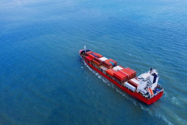 Aerial View of Container Cargo Ship in Sea – Free Stock Photo, Download for Free