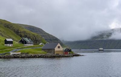 Stunning Sky and Houses on the Shore in the Faroe Islands – Free Download