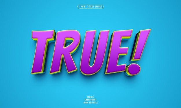 True 3D Editable Text Effect – Free to Download