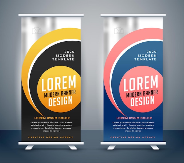 Modern Roll Up Standee Banner in Trendy Shapes and Colors – Free Download