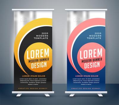 Modern Roll Up Standee Banner in Trendy Shapes and Colors – Free Download