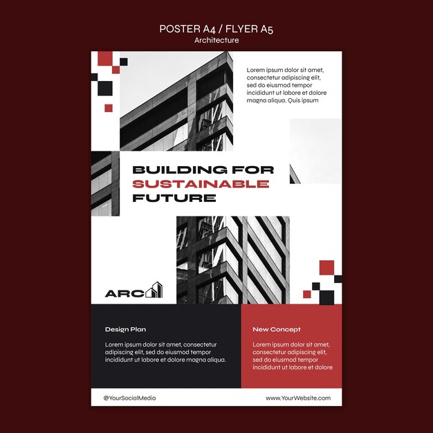 Flat Design Architecture Project Poster Template – Free Download