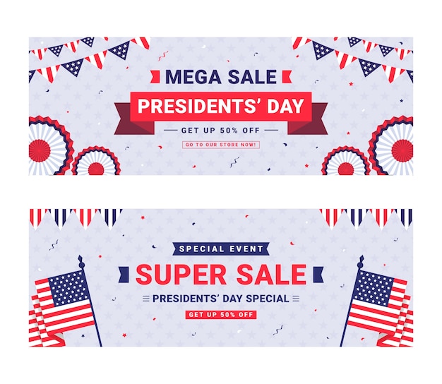 Presidents Day Sale Horizontal Banners Set – Free to Download