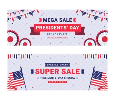 Presidents Day Sale Horizontal Banners Set – Free to Download