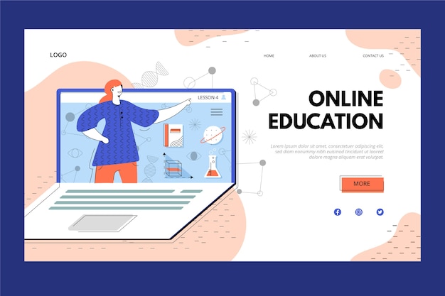 Online Education and Laptop Landing Page – Free to Download