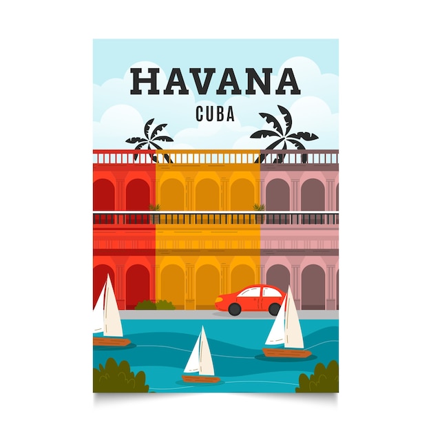 Hand Drawn Cuba Poster Template – Free Download