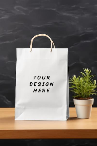 A White Shopping Bag with a Plant – Free Download