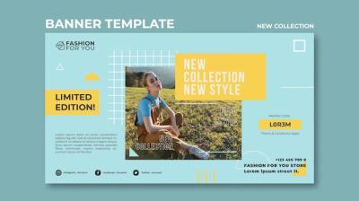 Fashion Collection Horizontal Banner Featuring Woman in Nature – Free Download