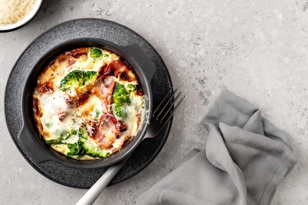 Broccoli Bacon Cheese Bake on Gray Stone Background – Free Stock Photo, Download Free