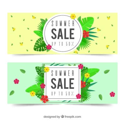 Green and Yellow Summer Sale Banners – Free Download