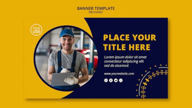 Mechanic Business Banner Template – Free Download