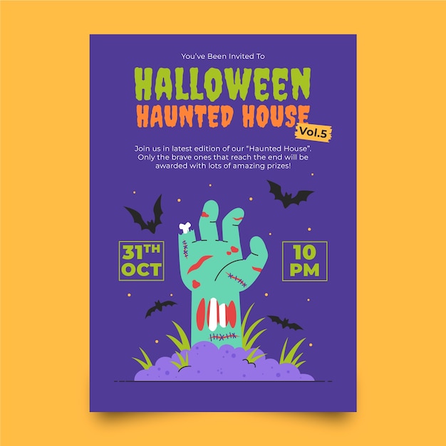 Flat Vertical Poster Template for Halloween Celebration – Free Download