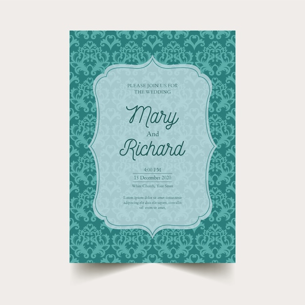 Elegant Damask Wedding Invitation Template – Free Download