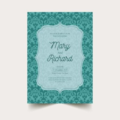 Elegant Damask Wedding Invitation Template – Free Download