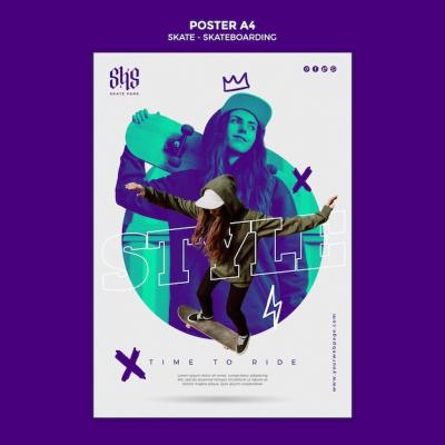 Skateboarding Concept Poster Template – Free Download