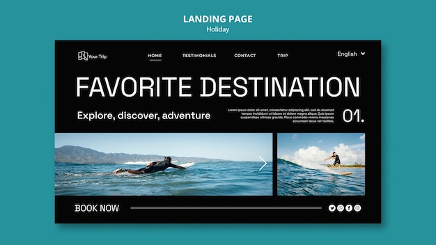 Surfing Vacation Landing Page Template – Free Download