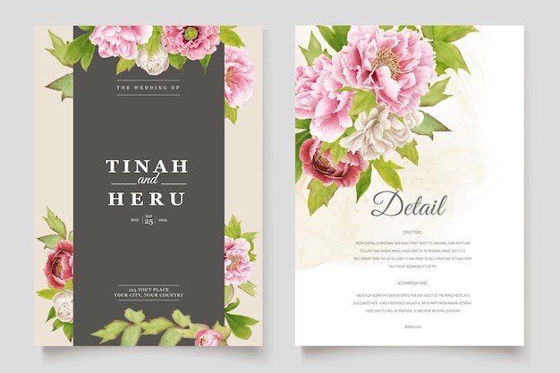 Peony Border and Frame Card Design – Free Download