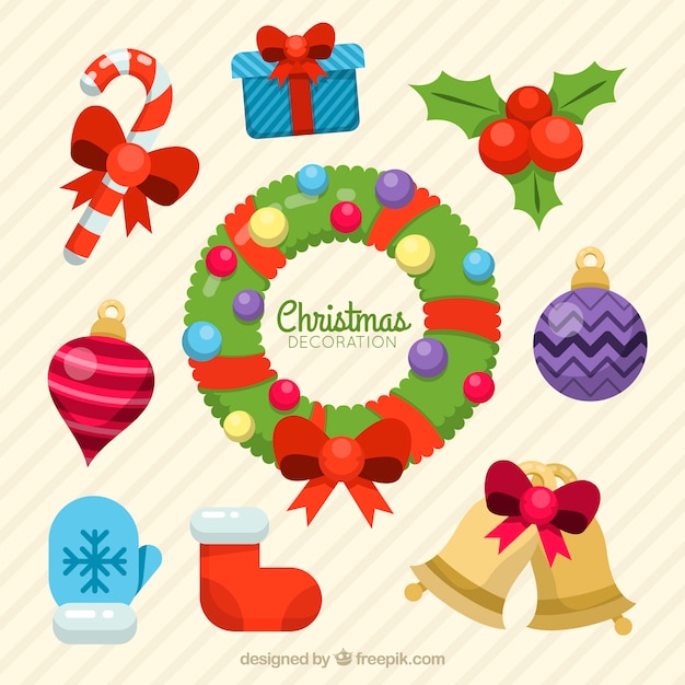 Christmas Wreath and Decorative Elements – Free Download