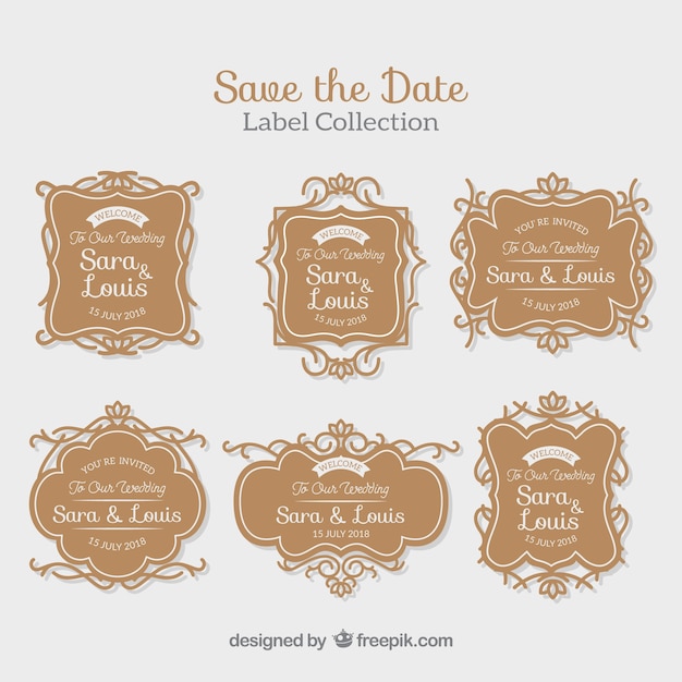 Elegant Wedding Labels with Retro Style – Free Download