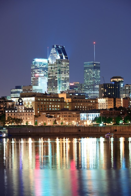 Montreal at Dusk: City Lights Reflected Over the River – Free Stock Photo, Download Free